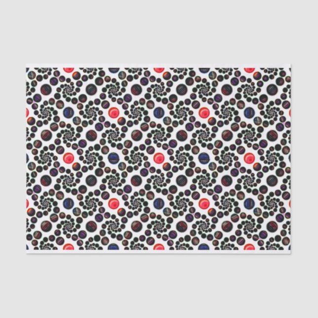 Papier Mousseline Spirale Abstraite foncée avec Cerises Motif (Recto)