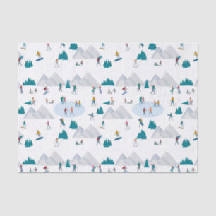 Papier Mousseline Sports d'hiver Vacances Motif