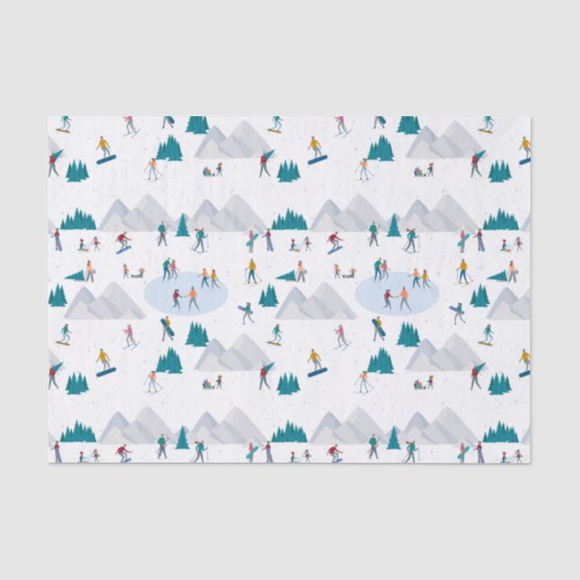 Papier Mousseline Sports d'hiver Vacances Motif (Recto)