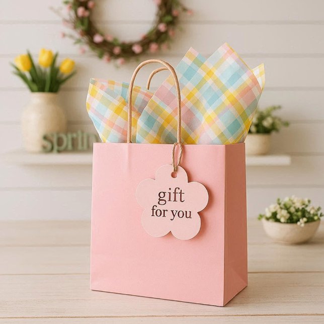 Papier Mousseline Spring Plaid Blue Pink Yellow  (the gift bags features a delightful pastel plaid tissue paper, perfect for spring to your gift bag)