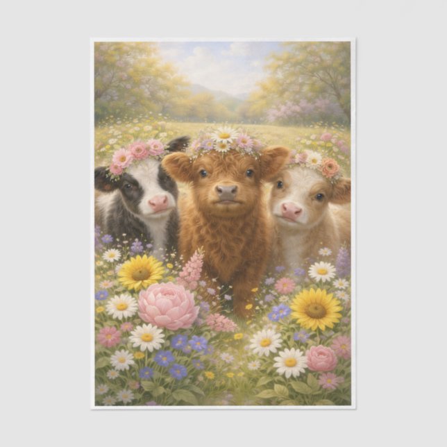 Papier Mousseline Springtime Cows  (Recto)