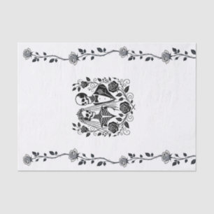 Papier Mousseline Squelette blanc noir Rose Floral Mariage de la vig