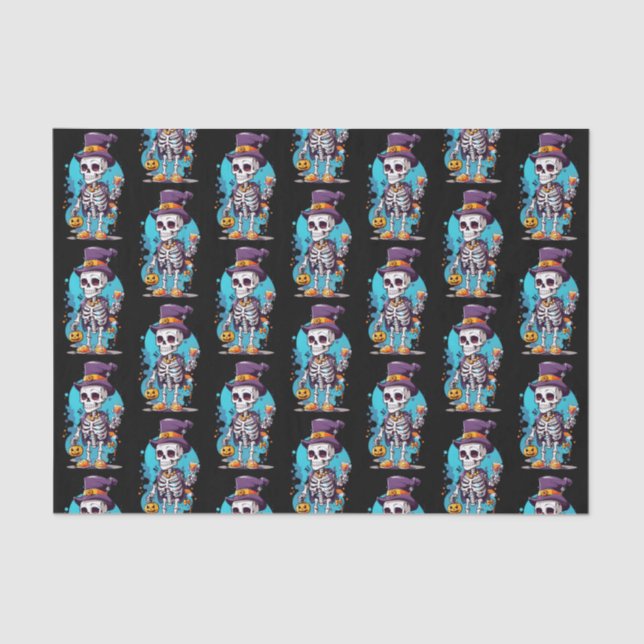 Papier Mousseline Squelette cool dans un haut Motif Halloween Hat (Recto)
