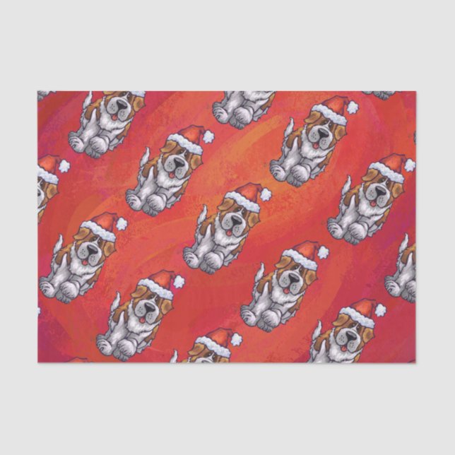 Papier Mousseline St Bernard en Motif Casquette sur rouge (Recto)