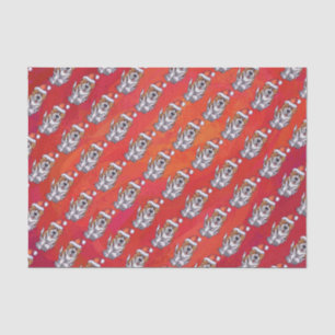 Papier Mousseline St Bernard en Motif Casquette sur rouge