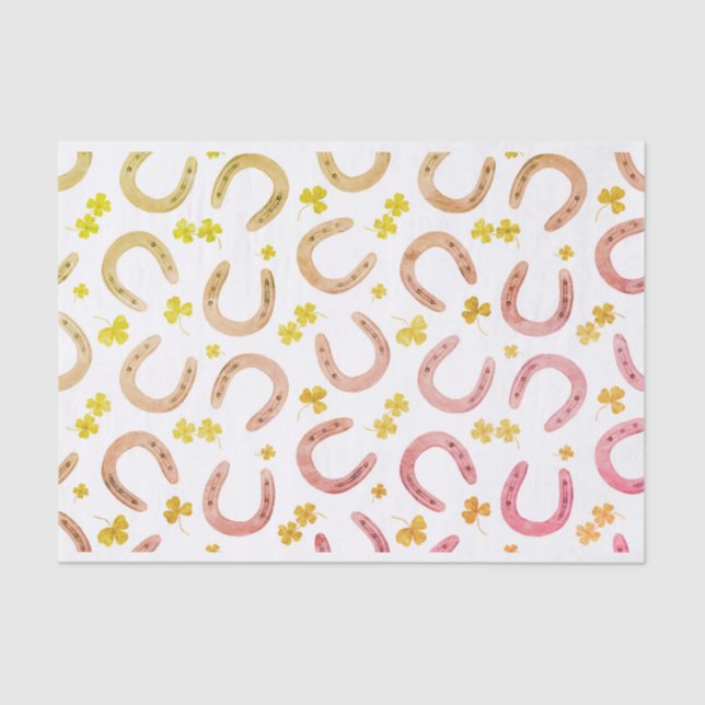 Papier Mousseline St Patrick's Day Dusty Horseshoe & Icônes Shamrock (Recto)