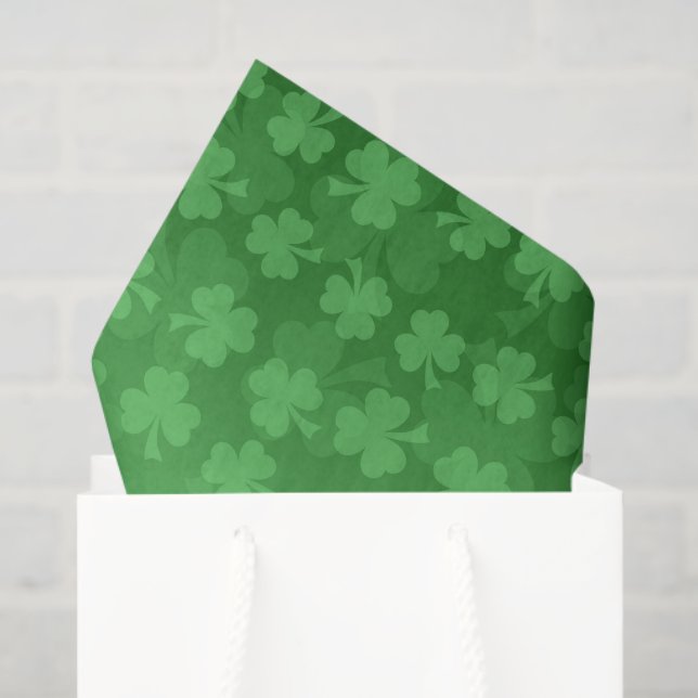 Papier Mousseline St. Patrick's Day green shamrock ombre motif (Sac cadeau)