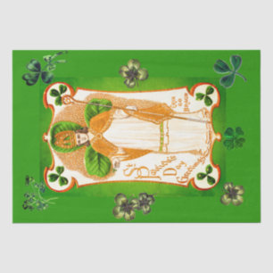 PAPIER MOUSSELINE ST.PATRICK'S DAY GREEN SHAMROCKS AND TRINITY