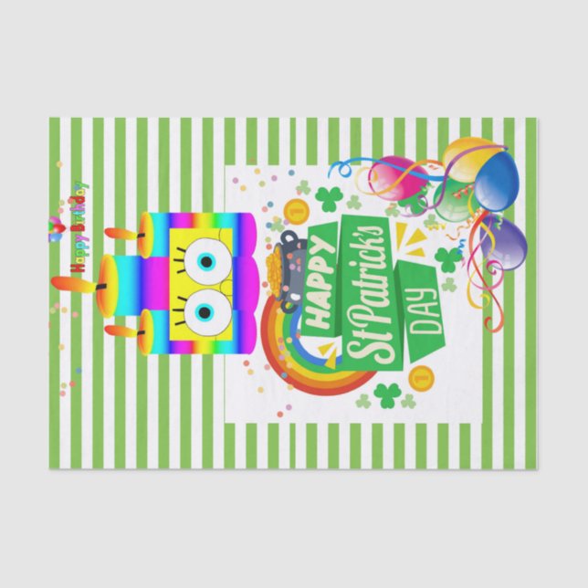 Papier Mousseline St. Patrick's Day Joyeux Anniversaire Tissue Paper (Recto)