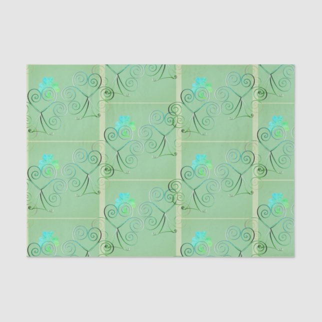 Papier Mousseline  St Patrick's Day Shamrock Misty Green (Recto)