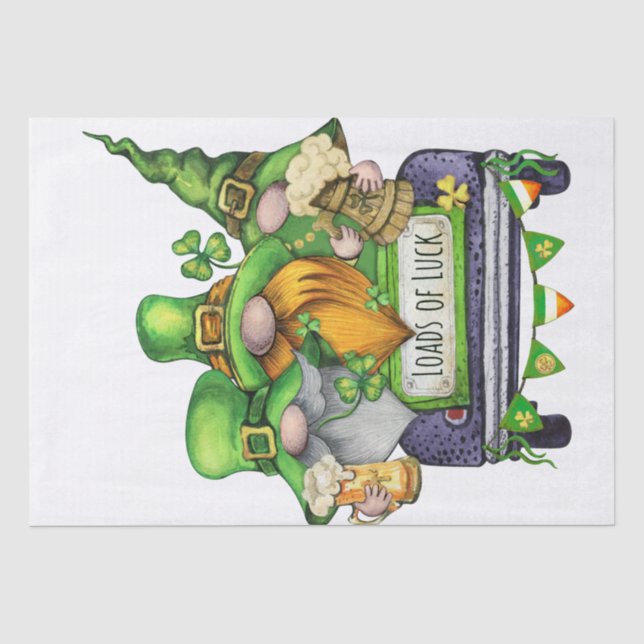 Papier Mousseline St. Patrick's Day Truck Gnomes (Recto)