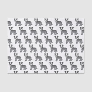 Papier Mousseline Staffie bleu et blanc Motif de chien de dessin ani