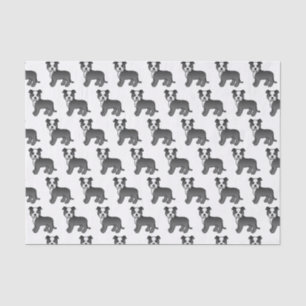 Papier Mousseline Staffie noir et blanc Motif de chien de dessin ani