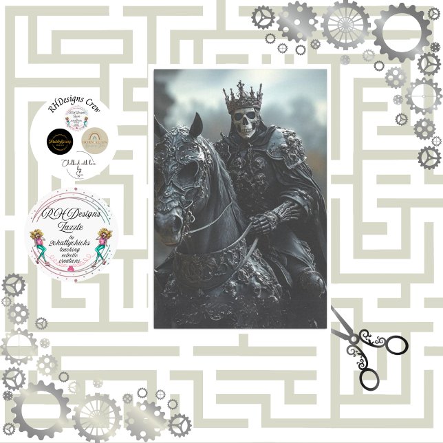 Papier Mousseline Stallion Steampunk Decoupage et squelette King (Créateur téléchargé)