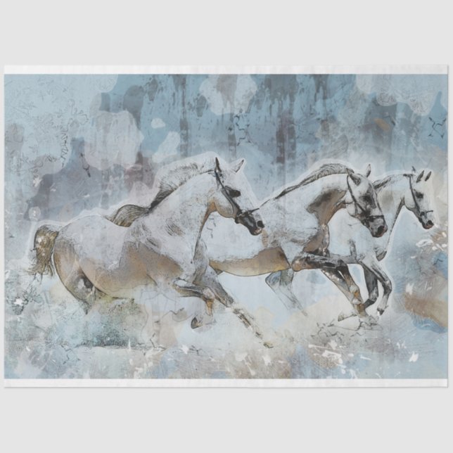 Papier Mousseline Stampede Cheval Sauvage Western Découpage Art (Recto)