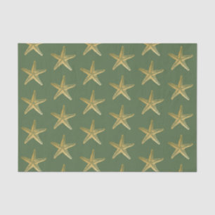 Papier Mousseline Starfish Beach Coast Christmas Seashell Gold Green