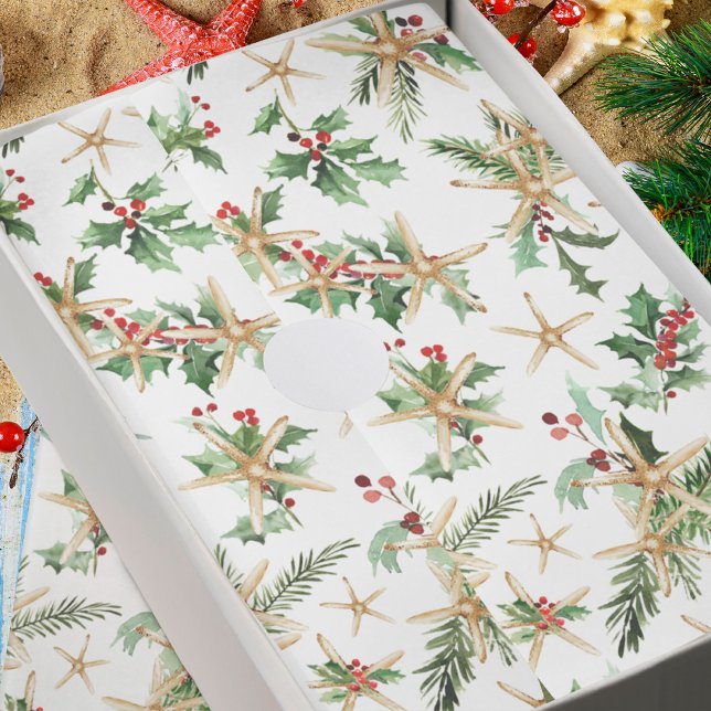 Papier Mousseline Starfish et Holly Tropical Christmas Beach (Créateur téléchargé)