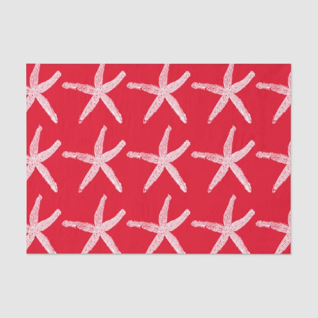 Papier Mousseline Starfish Motif Beach Christmas Red White 2020 (Recto)