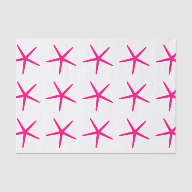 Papier Mousseline Starfish Motifs Rose Blanc Plage Nautique Cute (Recto)