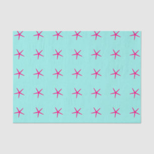 Papier Mousseline Starfish Motifs Rose Turquoise Bleu Personnalisé A