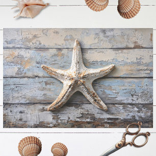 Papier Mousseline Starfish rustique sur la page de découpage en bois