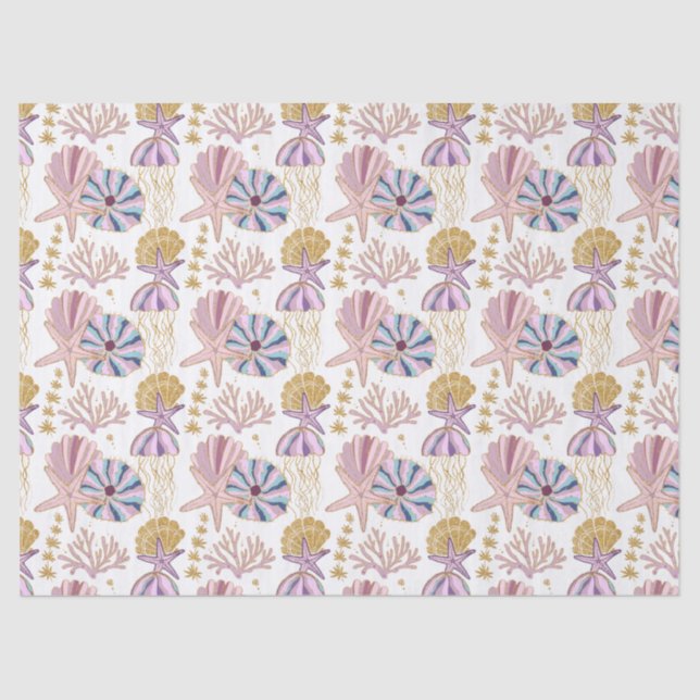 Papier Mousseline Starfish Seashell Blue Purple Naupage Découpage ma (Recto)