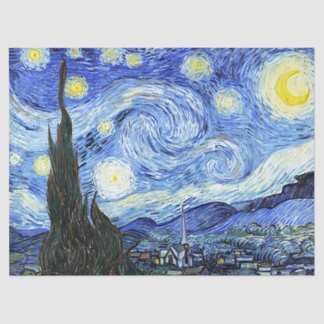 Papier Mousseline Starry Night Van Gogh Impressionnisme Papier papie (Recto)