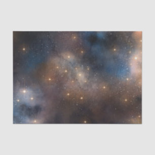 Papier Mousseline Starry Stars Space Galaxy Blue Black Motif