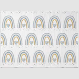 Papier Mousseline Stars Arc-en-ciel BOHO moderne Dusty Blue Mustard 