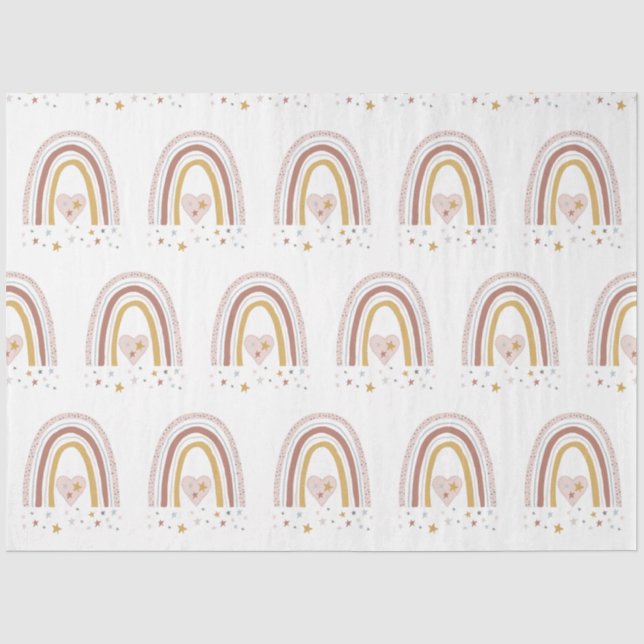 Papier Mousseline Stars Arc-en-ciel BOHO moderne Dusty Rose Mustard  (Recto)