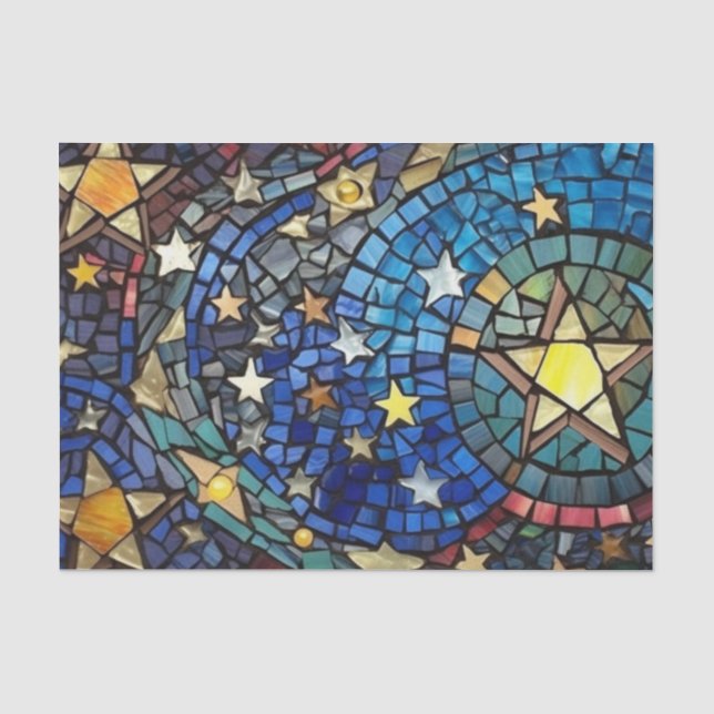 Papier Mousseline Stars de nuit Mosaïque Découpage Artisanat (Recto)