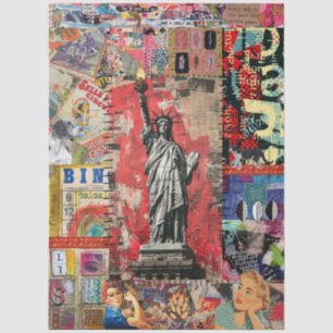 Papier Mousseline Statue de la Liberté Médias mixtes Collage Art