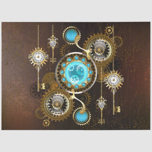Papier Mousseline Steampunk Arrière - plan rouillé avec des lentille (Recto)