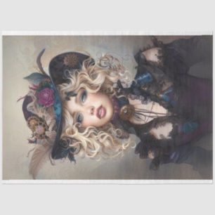 Papier Mousseline Steampunk Blonde-Lady Cogsworth Découpage