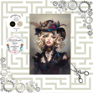 Papier Mousseline Steampunk Blonde-Lady Cogsworth Découpage
