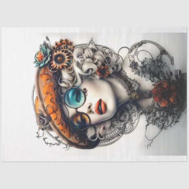 Papier Mousseline Steampunk Boho Aventuré Cassandrea Decoupage (Recto)