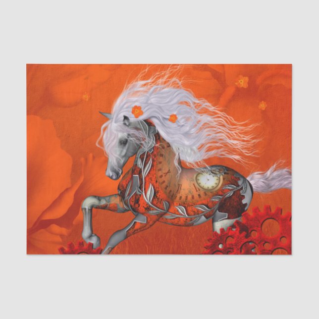 Papier Mousseline Steampunk, cheval sauvage merveilleux de steampunk (Recto)