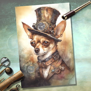 Papier Mousseline Steampunk Chihuahua 2 découpage papier