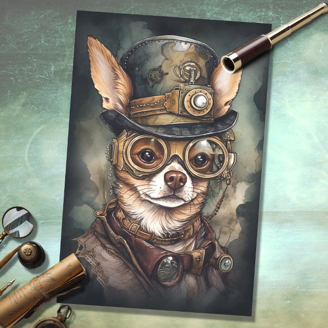 Papier Mousseline Steampunk Chihuahua 3 découpage papier (Créateur téléchargé)