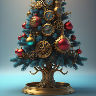 Papier Mousseline Steampunk Christmas tree with metal gears