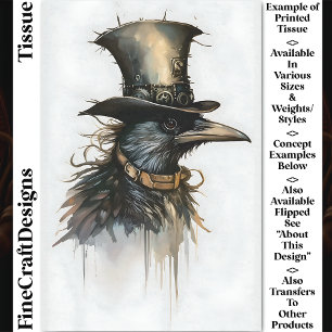 Papier Mousseline Steampunk Corbeau en Haut-de-Forme & Col CV4 Décou