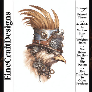 Papier Mousseline Steampunk Cute Crazy Chicken Decoupage Droite 113