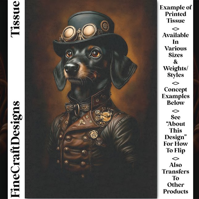 Papier Mousseline Steampunk Dachshund Wiener Portrait CR5 Découpage (Créateur téléchargé)