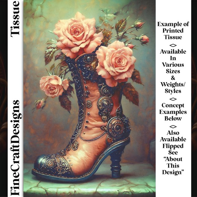 Papier Mousseline Steampunk Dames Boot & Rose Roses DF8LF Découpage (Créateur téléchargé)