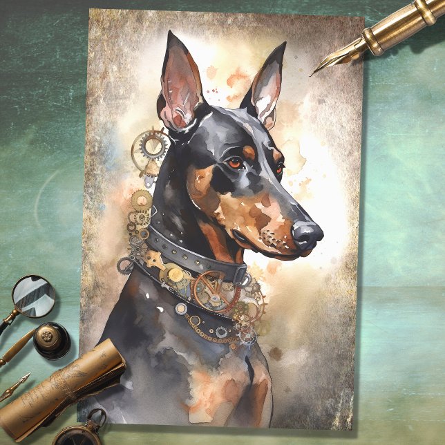 Papier Mousseline Steampunk Doberman 1 papier découpage (Créateur téléchargé)