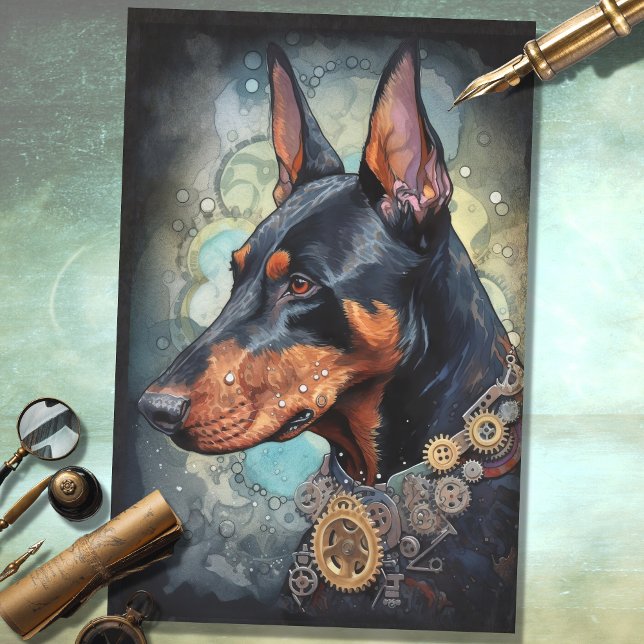 Papier Mousseline Steampunk Doberman 4 papier découpage (Créateur téléchargé)