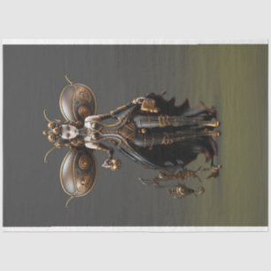 Papier Mousseline Steampunk Fairy Gold et Black Decoupage