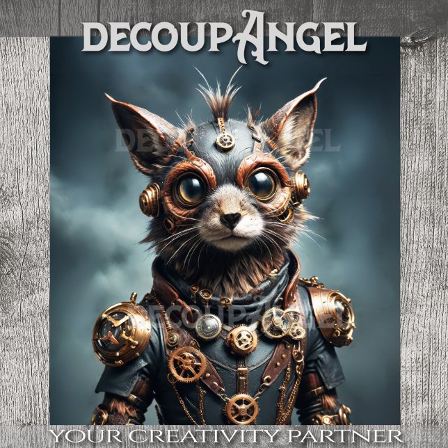 Papier Mousseline Steampunk Feline Revolution - Découpage - (Créateur téléchargé)