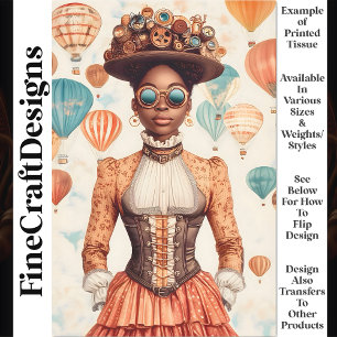 Papier Mousseline Steampunk Femme Peau Melanée U1 Découpage