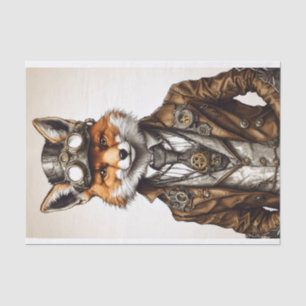 Papier Mousseline Steampunk Fox Art vintage